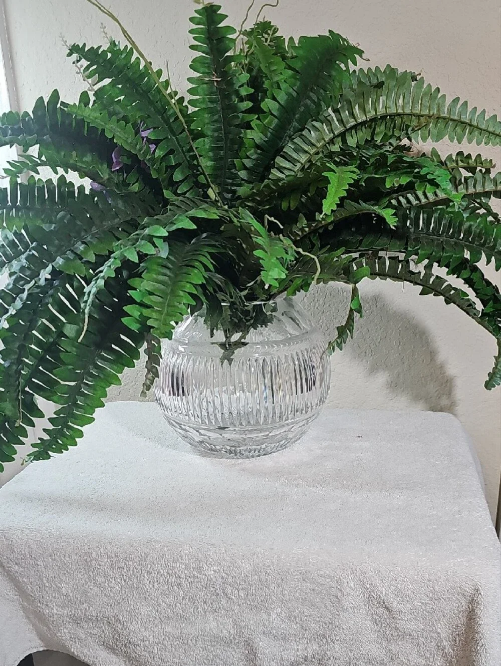 Vintage 6.7lb Oversized Crystal Bubble Vase Scalloped & Vertical Line Design
